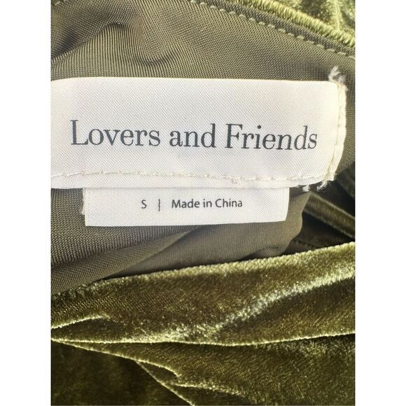 Lovers & Friends Tessa Midi Dark Green Velvet Slit  Dress, Size Small - Picture 5 of 7